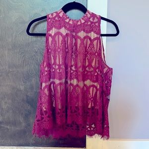 Burgundy/pink Lacey blouse